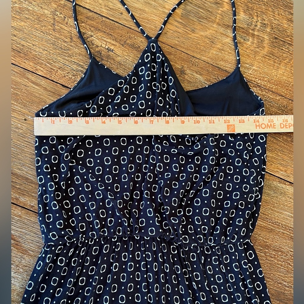 LOFT Outlet Black Mini Dress Flowy Summer Spaghetti Strap White Detailing Sz S - Picture 10 of 10